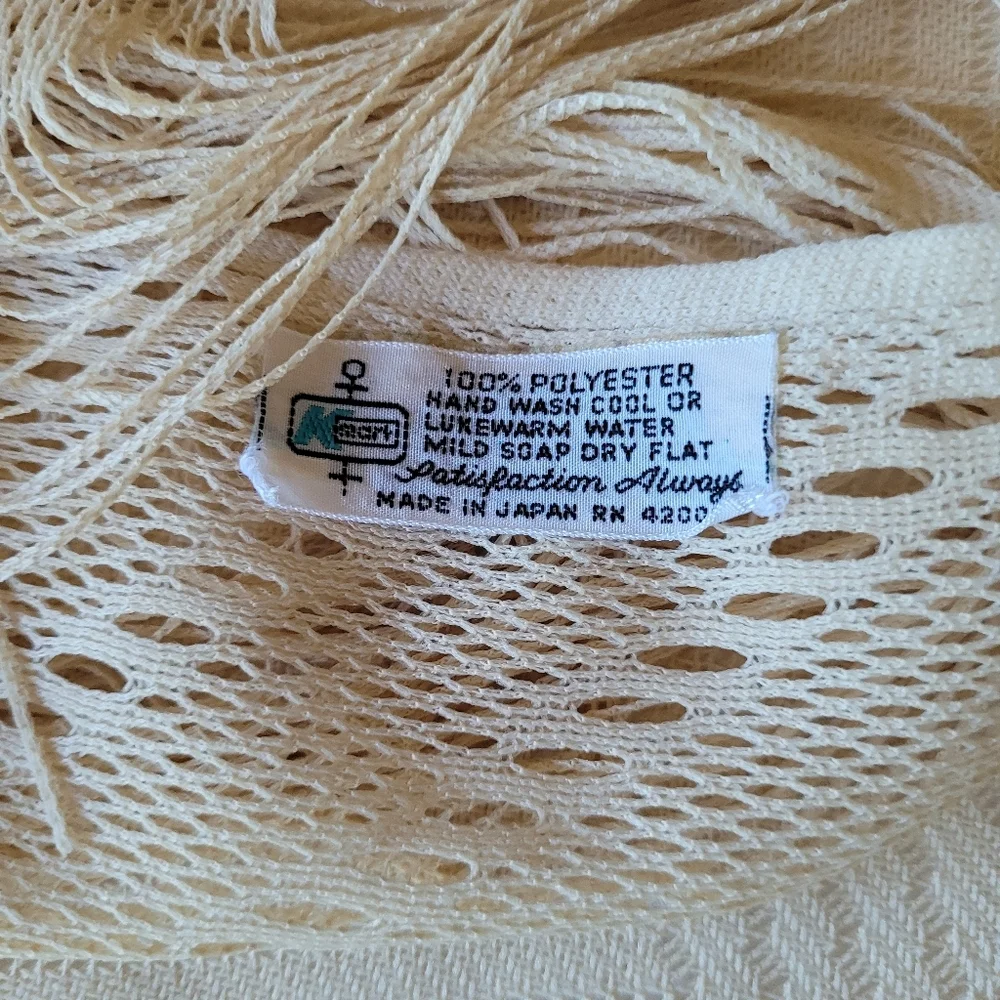 Elegant Cream Scarf with Fringe - Picture 2 of 7